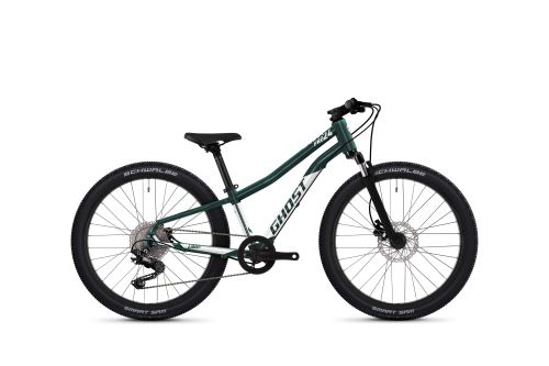 Detský horský bicykel GHOST LANAO 24 PRO - Metallic Green / Pearl White Gloss - 2022