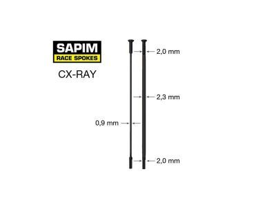 Drôt SAPI CX Ray - čierny - rovný (2-0,9x2,2-2), rôzne dĺžky