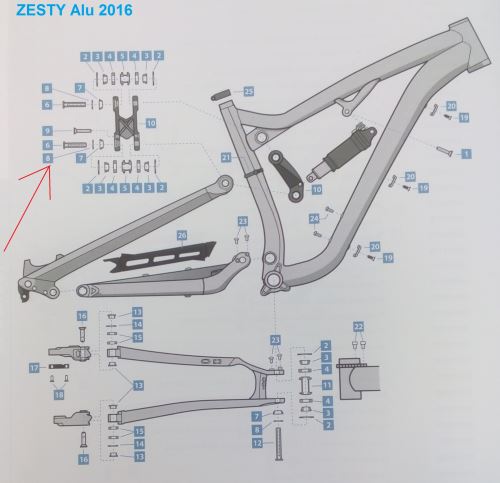Lapierre Zest / SPICY ALU -8- vymedzovacie podložka 13 * 18 * 0.5mm k vahadlo Uni, 2016