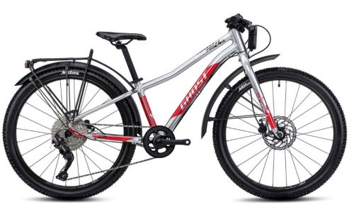 Detský horský bicykel GHOST KATO 24 PRE EQ - Silver / Red Gloss - 2024