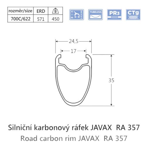 Karbónový cestný ráfik Javax RA357