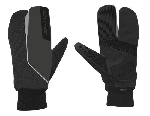 rukavice zimné FORCE HOT RAK PRO 3-prsty, čierne