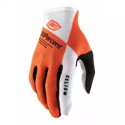 Celoprstové rukavice 100% Celium, bielo-oranžová