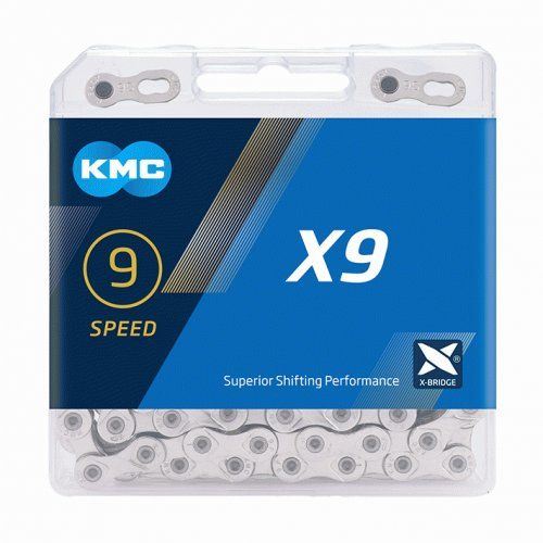 Reťaz KMC X9 strieborná, 9 rýchlostí, 114 článkov, balená