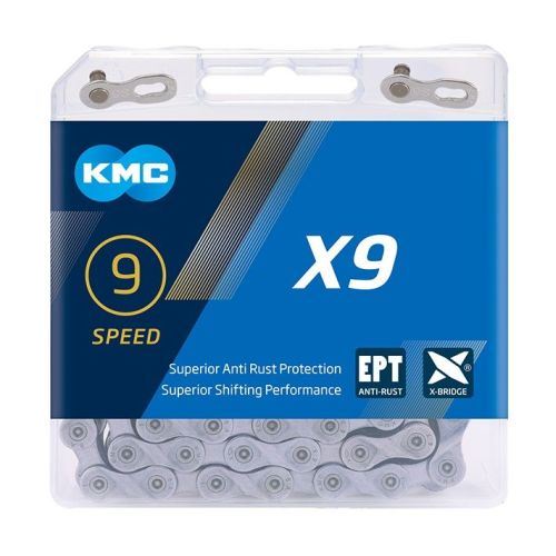 Reťaz KMC X9 EPT nehrdzavejúca, 9 rýchlostí, 114 článkov, balená