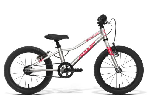 Detský bicykel AMULET 16 Youngster belt, alu brushed transparent/red, 2023